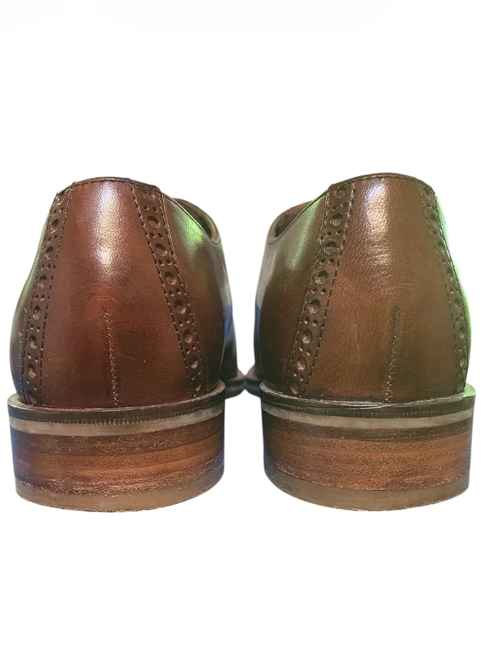 Men's Cole Haan Brown Leather Lenox Hill Cap Toe Oxford Size 8.5 Brogue Detail